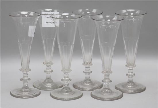 A set of 6 late Victorian glass champagne flutes 6cm